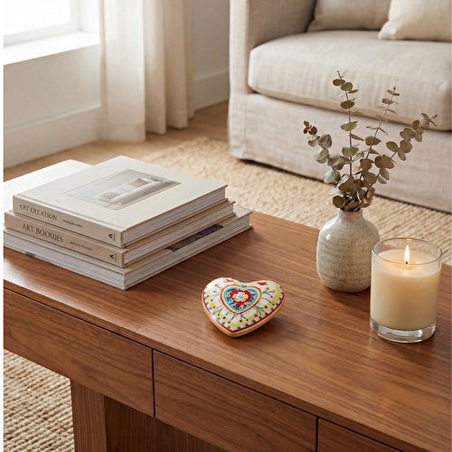 Baci Milano Mamma Mia Kalp Desenli Dekoratif Obje 12 cm x 11,5 cm x 4 cm