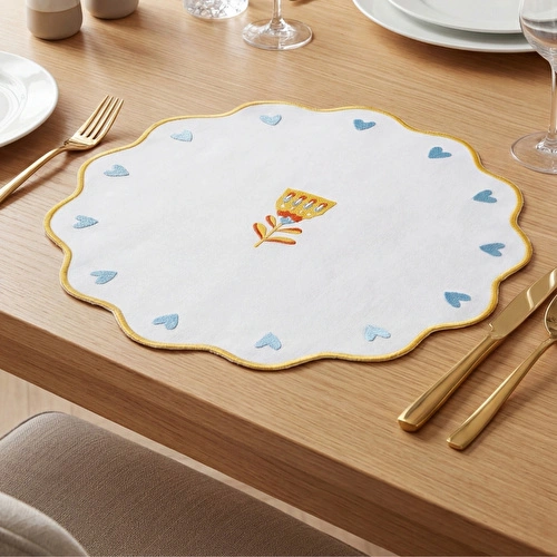 Baci Milano Mamma Mia Çiçek İşlemeli Amerikan Servisi 40 cm Sarı