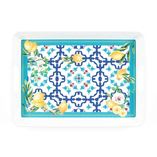 Guzzini Flower&Lemon Dikdörtgen Tepsi Melamin 47,7 x 34 cm