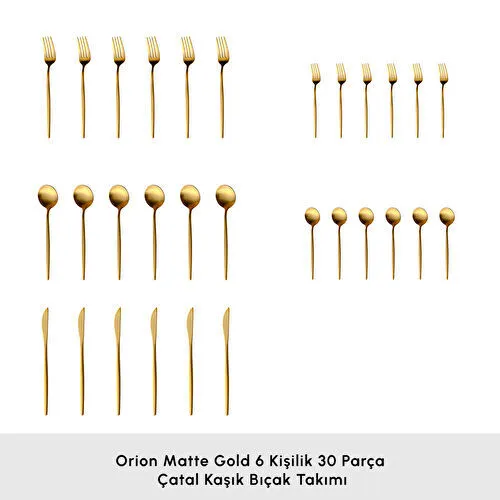 Karaca Orion 30 Parça 6 Kişilik Çatal Kaşık Bıçak Takımı Matte Gold