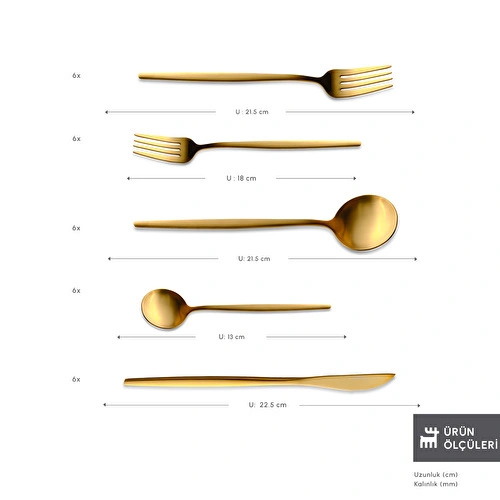 Karaca Orion Gold 6 Kişilik 30 Parça Çatal Kaşık Bıçak Takımı