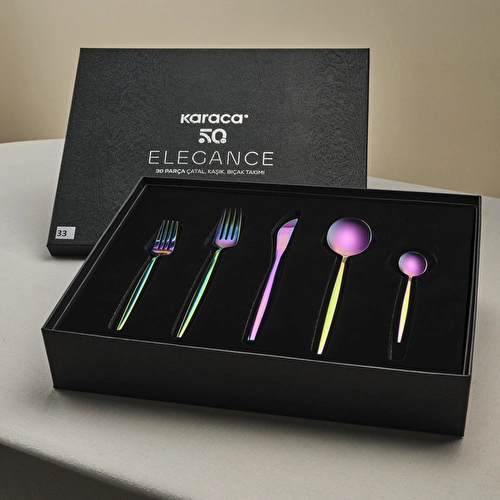 Karaca Orion Çok Renkli 6 Kişilik 30 Parça Çatal Kaşık Bıçak Takımı