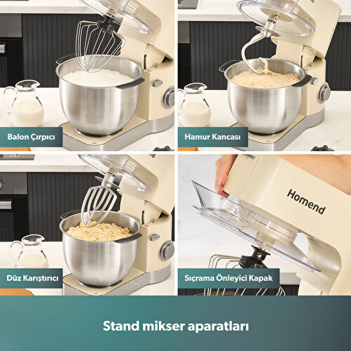 Homend Artfood 3025h Hamur Yoğurma Makinesi Krem 1200W 5,5L Homend Artfood 3025h Hamur Yoğurma Makinesi Krem 1200W 5,5L
