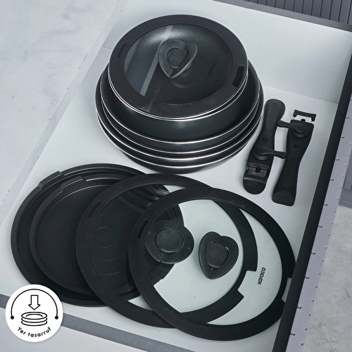 Karaca Biodiamond Easy Clip Çıkarılabilir Saplı 13 Parça Tencere ve Tava Seti