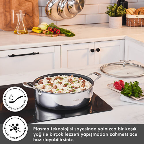 Karaca Plasma Steel 3Ply İndüksiyon Tabanlı Çelik Pilav/Karnıyarık Tencere 28 Cm Karaca Plasma Steel 3Ply İndüksiyon Tabanlı Çelik Pilav/Karnıyarık Tencere 28 Cm