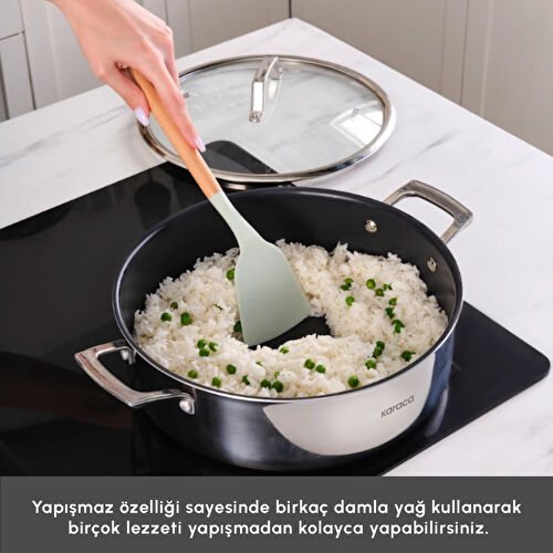 Karaca Plasma Steel 3Ply İndüksiyon Tabanlı Çelik Pilav/Karnıyarık Tencere 28 Cm