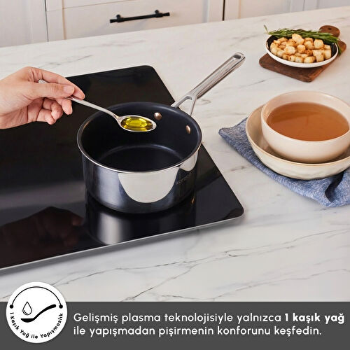 Karaca Plasma Steel 3Ply İndüksiyon Tabanlı Çelik Sosluk 18 Cm