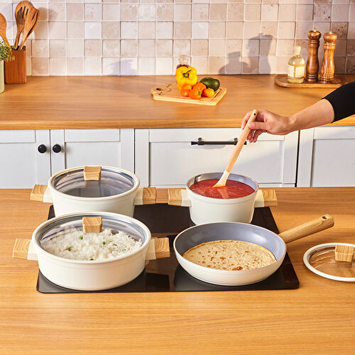 Karaca x Refika Swiss Crystal Creamy Wood 7 Parça Tencere Seti