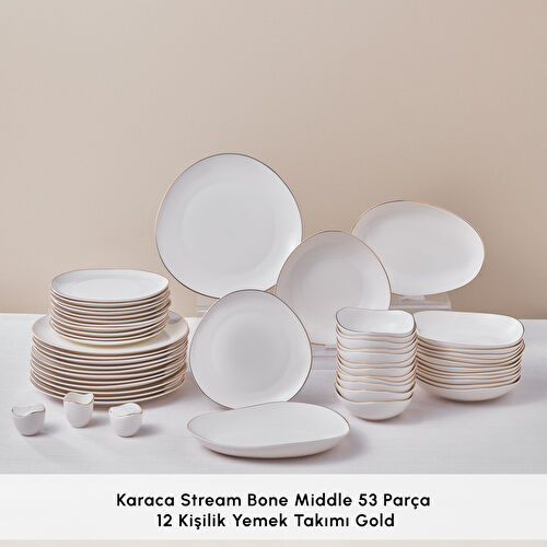 Karaca Stream Bone Middle 53 Parça 12 Kişilik Yemek Takımı Gold