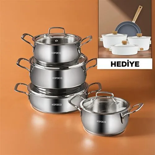 Karaca Arena 8 Parça Çelik Tencere Seti 