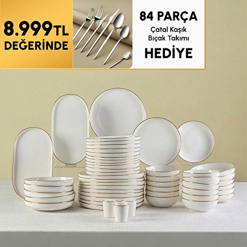 Karaca Stream Bone Saturn 53 Parça 12 Kişilik Yemek Takımı Gold