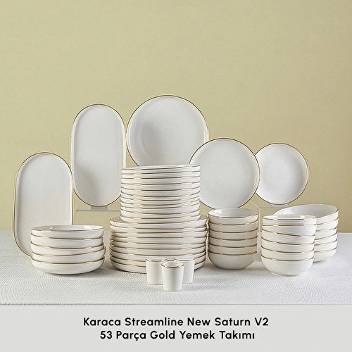 Karaca Streamline New Saturn 53 Parça 12 Kişilik Yemek Takımı Gold