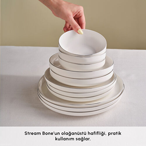 Karaca Stream Bone Saturn 53 Parça 12 Kişilik Yemek Takımı Platin 