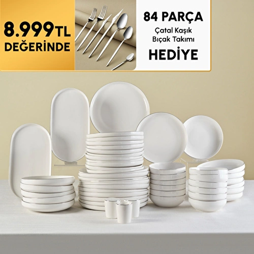 Karaca Stream Bone Saturn 53 Parça 12 Kişilik Yemek Takımı Platin