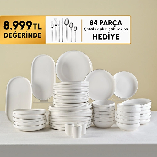 Karaca Stream Bone Saturn 53 Parça 12 Kişilik Yemek Takımı Platin 
