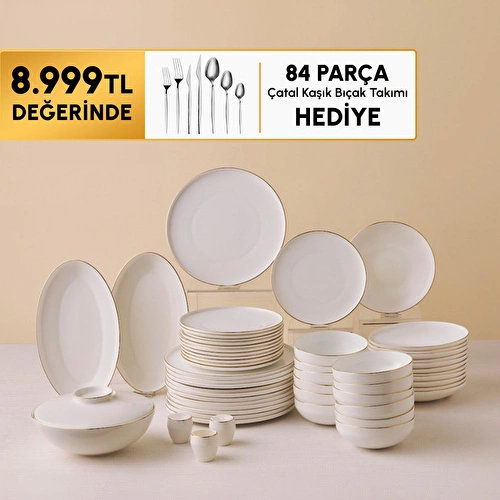 Karaca Fine Bone Meridian 55 Parça 12 Kişilik Yemek Takımı Gold