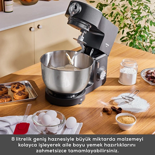 Karaca Multichef Ultra Kıyma Çekme/Sucuk-Sosis/İçli Köfte Aparatlı Hamur Yoğurma Makinesi Antrasit 2000W 8L