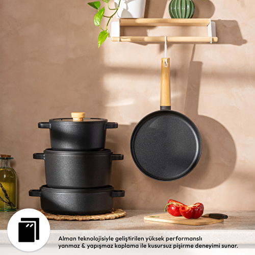 Emsan Signature Alüminyum Döküm 7 Parça Tencere Seti Siyah