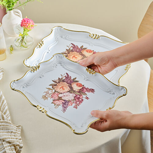 Karaca Buket İkili Dikdörtgen Tepsi 42 Cm