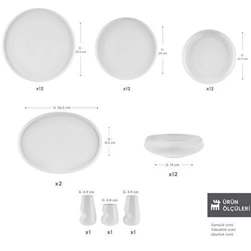 Karaca Stream Bone Sunset White 53 Parça 12 Kişlik Yemek Takımı