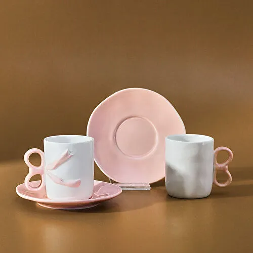Karaca Ribbon 2 Kişilik Kahve Fincanı 110 ml Pembe