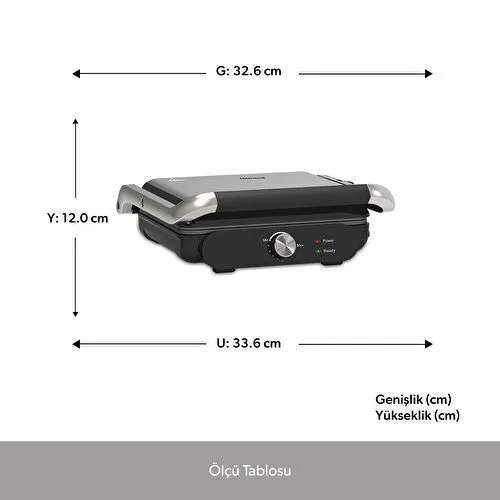 Homend Grilliant 1366H Inox Gövdeli Çıkarılabilir Döküm Plakalı Tost ve Izgara Makinesi