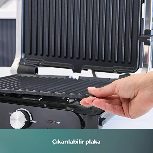 Homend Grilliant 1366H Inox Gövdeli Çıkarılabilir Döküm Plakalı Tost ve Izgara Makinesi Homend Grilliant 1366H Inox Gövdeli Çıkarılabilir Döküm Plakalı Tost ve Izgara Makinesi