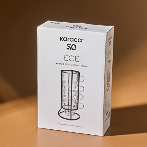 Karaca Pia Ece Çift Cidarlı 4 Kişilik Standlı Kahve Fincanı 80 ml