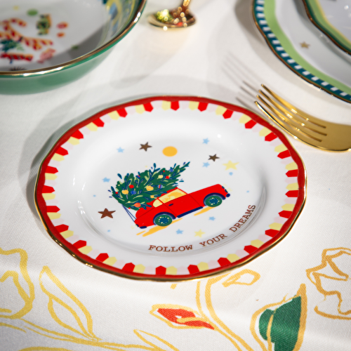 Baci Milano Mamma Mia Araba Desenli Tatlı Tabağı