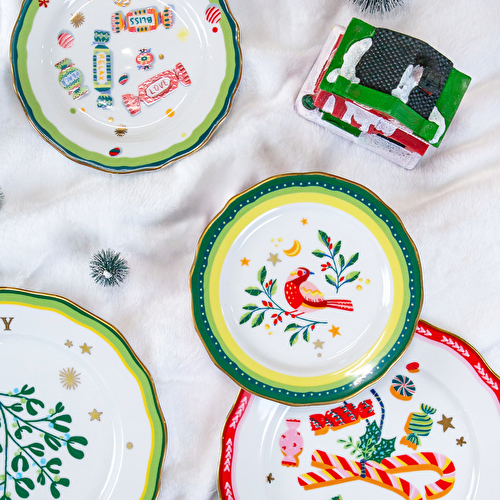 Baci Milano Mamma Mia Kuş Desenli Yeşil Tatlı Tabağı 16 cm