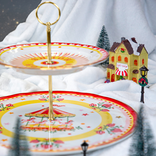 Baci Milano Mamma Mia 2 Katlı Kırmızı Servis Tabağı