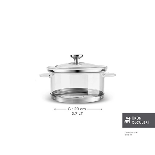 Karaca York Borosilikat Cam Tencere 20 cm