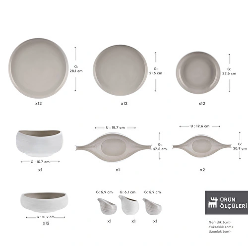 Karaca Earth Collection Clay 55 Parça 12 Kişilik Yemek Takımı Bej Karaca Earth Collection Clay 55 Parça 12 Kişilik Yemek Takımı Bej