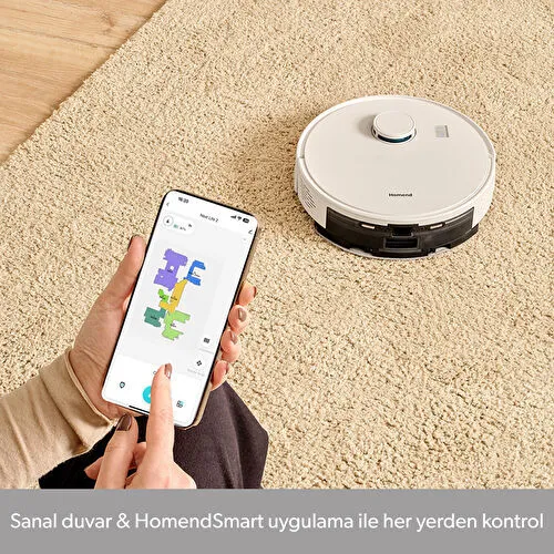 Homend Alex Laser Power 1289H Otomatik Boşaltım Sistemli Yeni Nesil Moplu 5 KPA Robot Süpürge Beyaz