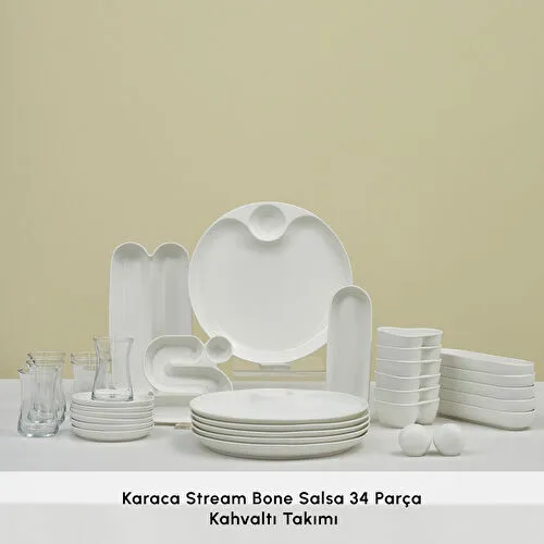 Karaca Stream Bone Salsa 34 Parça 6 Kişilik Kahvaltı Takımı