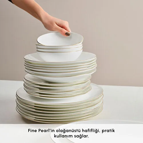 Karaca Fine Pearl Extra Chanak 55 Parça 12 Kişilik Yemek Takımı Gold