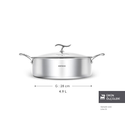Karaca Plasma Steel 316+ 3Ply Karnıyarık Tencere 28 cm