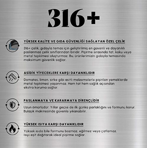 Karaca Plasma Steel 316+ 3Ply Karnıyarık Tencere 28 cm