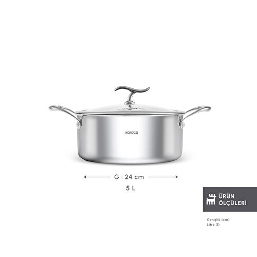 Karaca Plasma Steel 316+ 3Ply Tencere 24 cm Karaca Plasma Steel 316+ 3Ply Tencere 24 cm