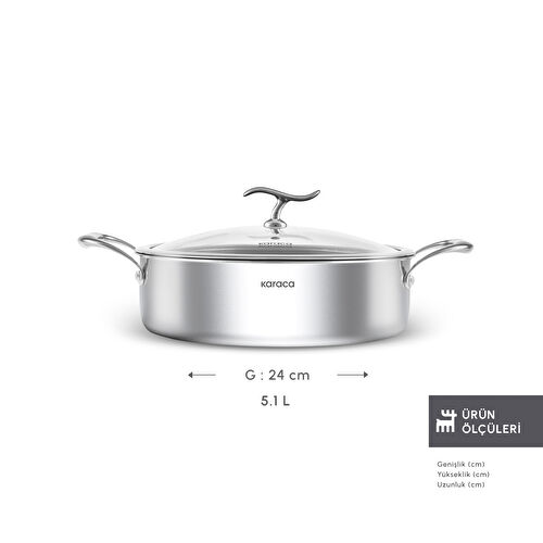Karaca Plasma Steel 316+ 3Ply Tencere 24 cm Karaca Plasma Steel 316+ 3Ply Tencere 24 cm