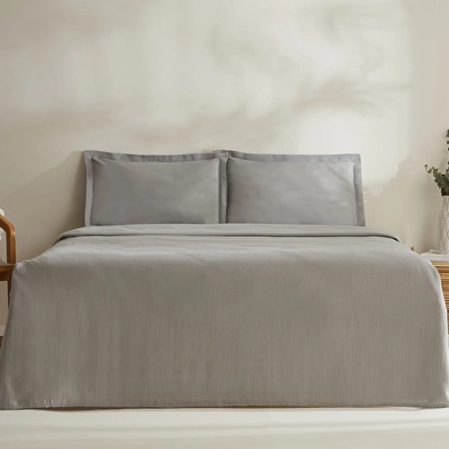 Karaca Home Farel Müslin Çift Kişilik Pike Açık Gri