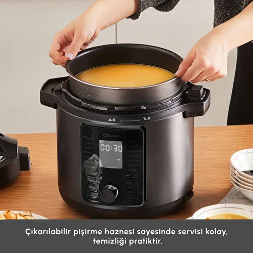 Karaca Cooker Elektrikli Düdüklü Basınçlı Pişirici Matte Black 6L