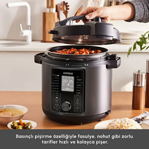 Karaca Cooker Elektrikli Düdüklü Basınçlı Pişirici Matte Black 6L