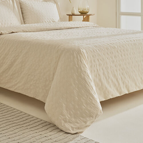 Karaca Home Perla Gofre %100 Pamuk Çift Kişilik Nevresim Takımı Bej