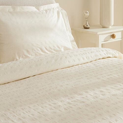 Karaca Home Perla Gofre %100 Pamuk Çift Kişilik Nevresim Takımı Beyaz