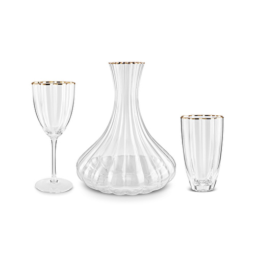 Karaca Fine Pearl Shell 25 Parça Bardak Kadeh ve Karaf Seti Gold