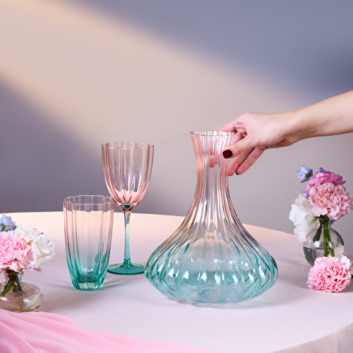 Karaca Judith 25 Parça Bardak Kadeh ve Karaf Seti Renkli