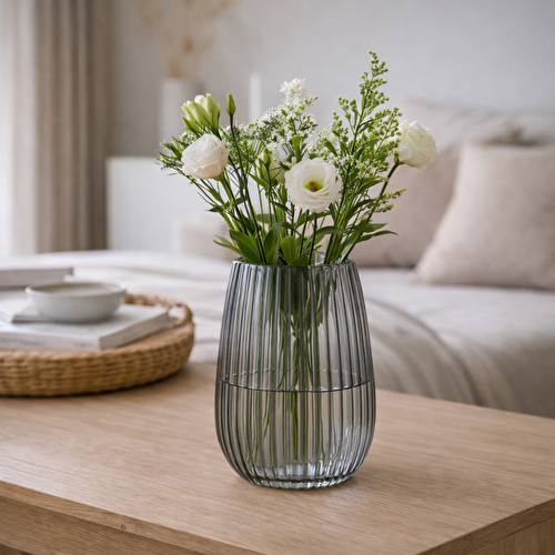 Karaca Home Boris Cam Vazo Antrasit 18x18x25 cm