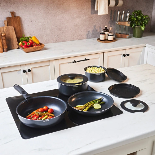 Karaca Biodiamond Smart Clip Çıkarılabilir Saplı 9 Parça Tencere ve Tava Seti