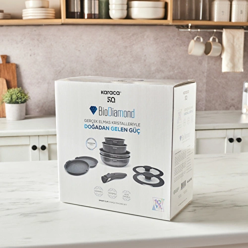 Karaca Biodiamond Smart Clip Çıkarılabilir Saplı 9 Parça Tencere ve Tava Seti